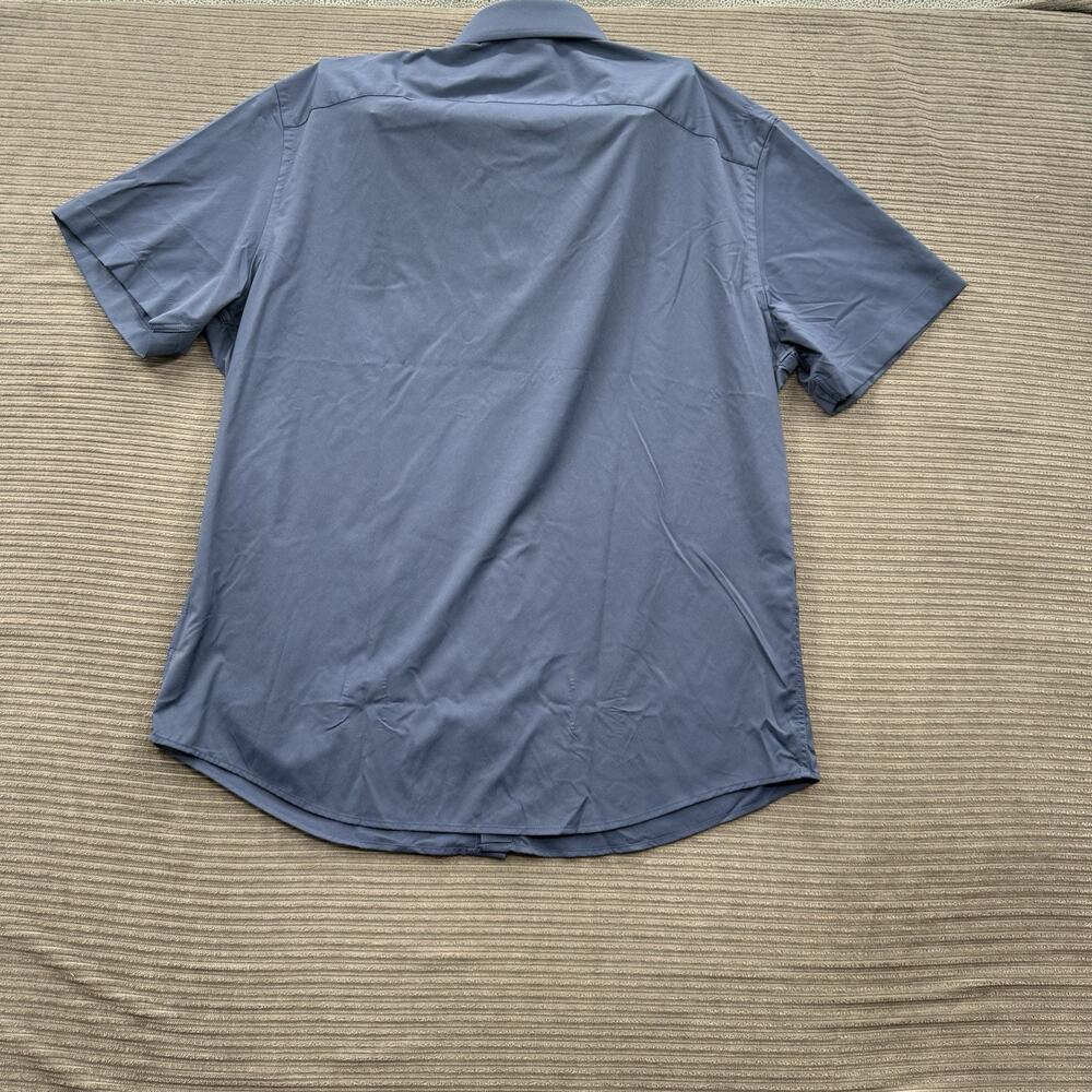 2025 UNTUCKit Shirt Men Large Navy Nylon Short Sleeve Button Up Stretch Casual. - Picture 2 of 10
